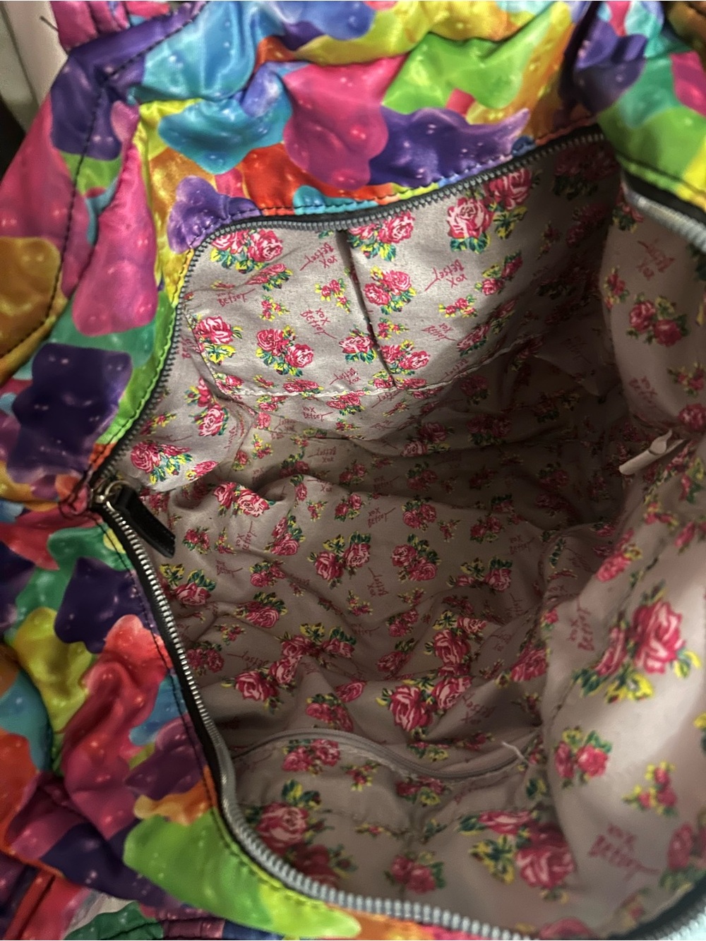 Betsey Johnson Multicolor Gummy Bear Print Quilted Tote - Picture 5 of 6
